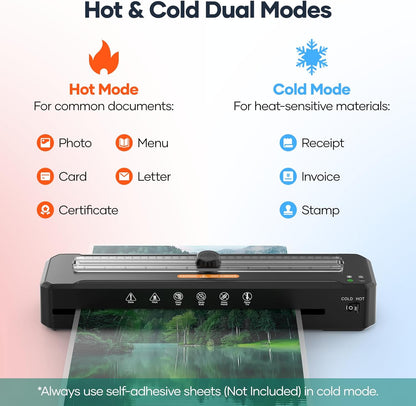 Laminator Machine A3 with 50 Laminating Sheets, Laminator Thermal and Cold with Paper Trimmer Corner Rounder, High-Speed Jam-Free, Low-Noise 13-Inch Laminating Machine(Black)