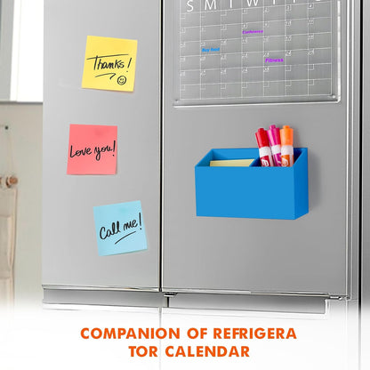 BEYGORM Magnetic Dry Erase Marker Holder for Whiteboard,Non-slip Acrylic Magnet Pen Holder for Fridge Refrigerator,Locker Organizer for Work,Locker Accessories,Pencil Cup for Desk(Blue)