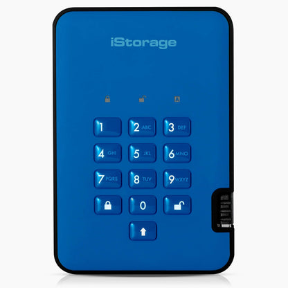 iStorage diskAshur2 HDD 1TB Blue | Secure portable hard drive | Password protected | Dust & water resistant | Hardware Encryption
