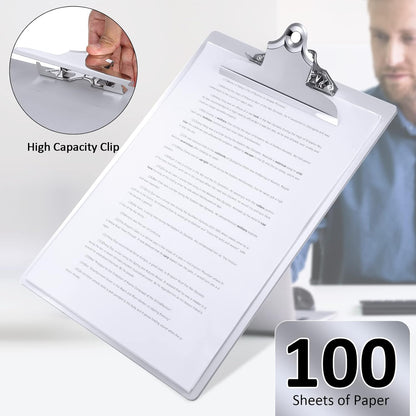 4 Pcs Metal Clipboard Heavy Duty Aluminum Clipboards 12 x 9 Inch Metal Clip Board with Low Profile Clip A4 Letter Size Document Holder for Office School Medical Jobsite Laboratory