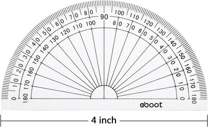 20 Pack Plastic Protractor, 180 Degrees Protractor for Angle Measurement Student Math, 4 Inches, Clear