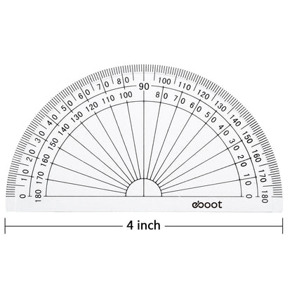 eBoot 28 Pack Clear 180 Degree Plastic Protractors for Angle Measurement, 10 cm