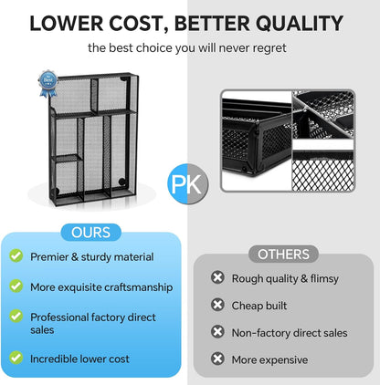 Desk Drawer Organizer, Office Drawer Divider Organizer Tray with 6 Compartments, Metal Mesh Desktop Organization and Accessories for Stationery Makeup Kitchen Toolroom School ＆Office, 12.6x8.27x1.6 in