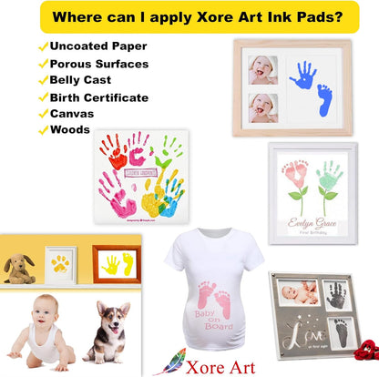 5"x4'' Large Ink Pad Washable Stamp Ink Pad for Baby Footprint Handprint with 30ml Premium Refill Ink (Light Green)