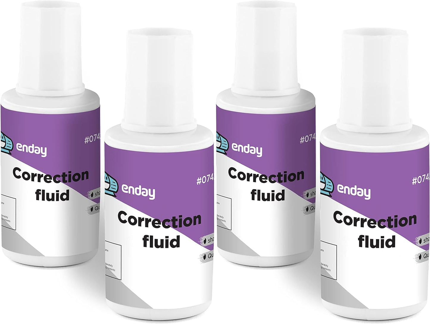 White Out Liquid Correction Fluid Pack of 4, White Fluid .7 fl. Oz. / 20 ml Multi-Purpose Smooth Wite Out Corrector for school, Office, and Home – by Enday