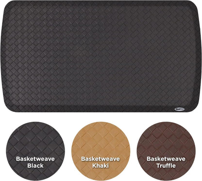 GelPro Elite Premier Gel & Foam Cushioned Anti-Fatigue Kitchen Floor Comfort Mat, Padded Stain-Resistant, Waterproof, Non-Slip Comfort Padded Desk/Office Mat, 20" x 36", Basketweave Black