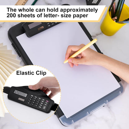 Geyoga 4 Packs Calculator Clipboard with Storage 14 x 10 x 2.6 Inches File Folder Plastic Storage Clipboard Letter Size File Folder with Low Profile Clip for School Classroom Office