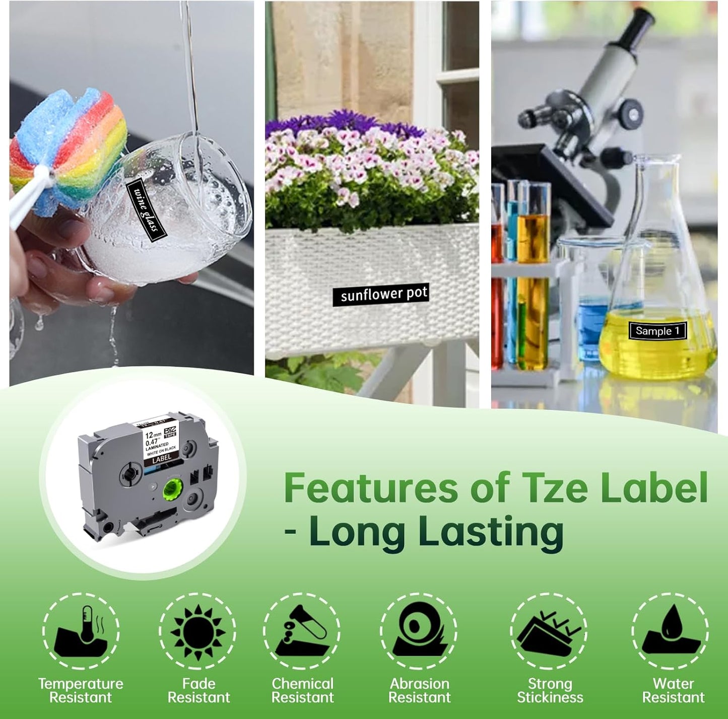 BOYEEZON 4Pack TZe-335 Label Tape Replacement for Brother P Touch TZe-335 Label Tape White on Black TZe TZ Tape 12mm 0.47 Laminated Black Label Maker Tape TZ-355 for Ptouch PTD210 PTD400 PTD410 PTD600