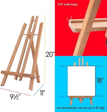 MEEDEN Table Easel Stand for Display: 3 Pack 20 Inch Art Beech Wooden Tabletop Easel for Sign Painting - Small Canvas Stand for Adults
