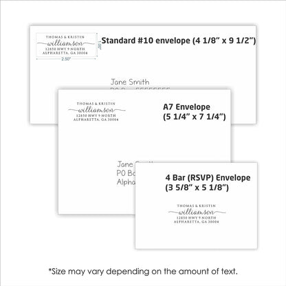 Self Inking Return Address Stamp - Custom 4 Line Personalized Address Stamp for Envelopes, Wedding Invitations, Business, Mailing Labels, Black Ink (Calligraphy Script)