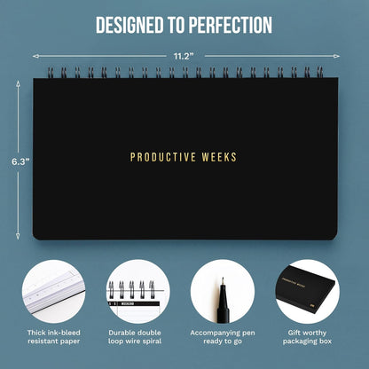 Undated Weekly Planner 2025 | Daily Agenda To Do List Notepad Day Planner Notebook | Monthly School Task, Work Schedule Planners | Yearly Horizontal Calendar Spiral Desk Organizer | Habit Tracker