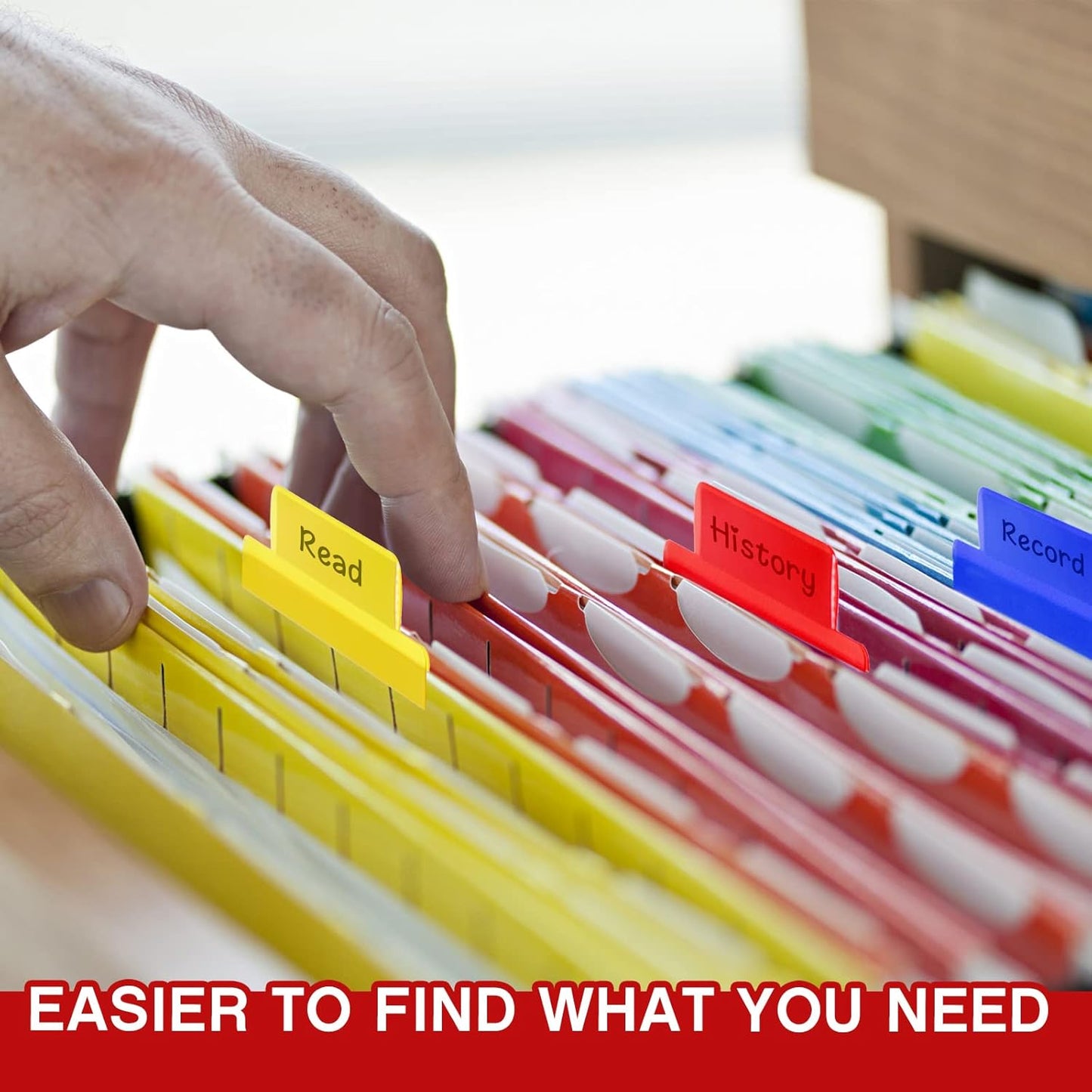 Gueevin 2 Inch Insertable Self Adhesive Tabs with Printable Inserts Clear Index Tabs Self Adhesive Colored Page Marker Repositionable Tag for Bible Divider Notebook File Folder Book Binder(50 Pieces)