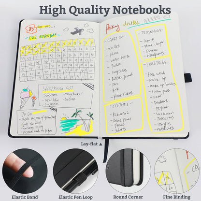 2Pack Blank Hardcover Sketch Book Notebook, A5 140 Pages 120Gsm Thick Journal for Drawing,School,Work,Diary，5.7''*8.3'',Lavender