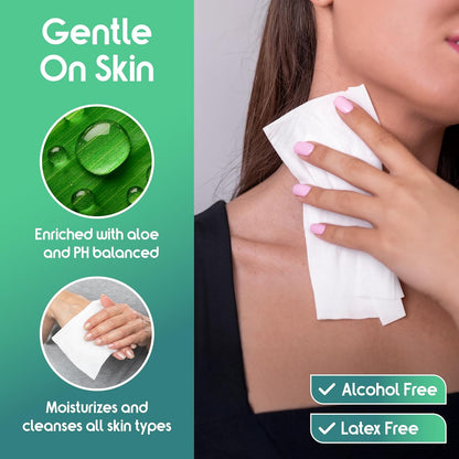 Inspire Ultra Thick Rinse Free Body Wash Wipes, Bathing Wipes, Shower Wipes - Rinse Free Wet Wipes, Thick Strong Extra Large With Aloe Vera Enriched