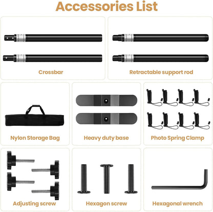 Jiang&Rong 10x10ft Heavy Duty Backdrop Stand Kit - Adjustable Step and Repeat Photo Banner Stand for Photography, Trade Shows, Photo Booths, Events(Black)