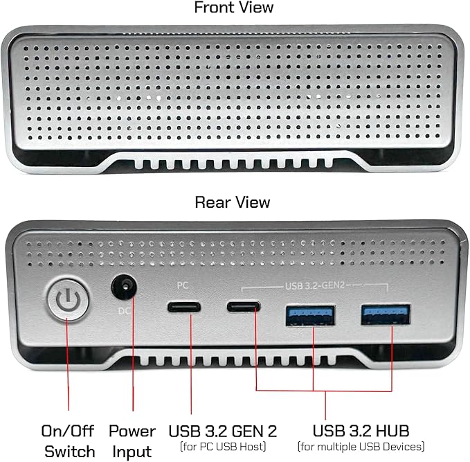 Avolusion PRO-G1 Series 14TB USB 3.2 Gen 2 (10Gbps) USB-C External Hard Drive w/USB HUB for Windows or MacOS Desktop PC/Laptop (Silver) (Renewed)