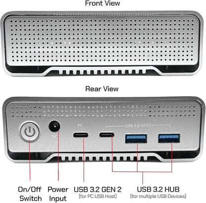 Avolusion PRO-G1 10TB USB 3.2 Gen 2 (10Gbps) USB-C External Hard Drive w/USB HUB for Windows/MacOS (Grey)