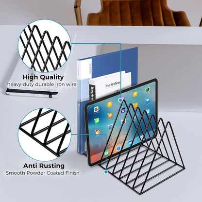 Paper Organizer for Desk - 2 Pack Office Organization Vertical File Folder Organizer for Desk Top File Sorter Rack Mail Sorter Organizer Magazine File Holder Storage Display Book Organizer Desktop