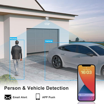 Anpviz 4K IP PoE Camera, PoE Turret Security Camera Outdoor with Built-in Mic & Speaker, Human Vehicle Detection, 100FT Smart Color Night Vision, 8MP(3840x2160), Up to 256GB SD Card, NDAA Compliant