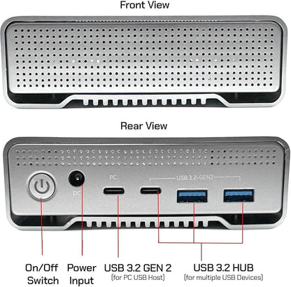 GX100 16TB USB 3.2 (10Gbps) External Hard Drive with USB Hub for Windows or MacOS Desktop PC/Laptop - 2 Year Warranty