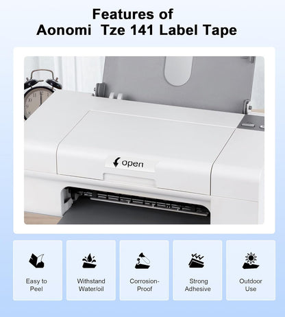 Tze-141 18mm 0.7inch Laminated Clear Tape Compatible for Brother PT-D400 Label Maker Tape Clear, TZ-141 Tze 18mm 3/4inch for Brother P-Touch PT-D600, PT-D410, PT-D610BT Label Maker, 5 Pack