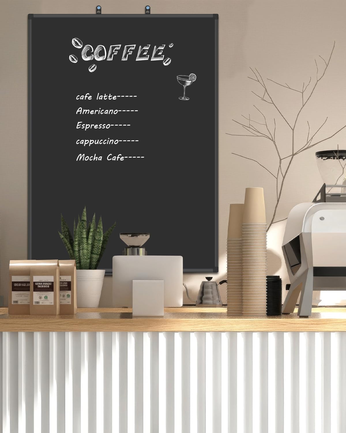 XBoard Magnetic Chalkboard Blackboard 48 x 36, Chalk Board/Black Board with 2 Magnets, Black Aluminium Frame