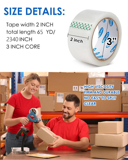 Packing Tape, 36 Rolls Clear Packing Tape 2 Inches Wide, 65 Yards Per Roll, for Shipping Tape, Packaging Tape, Moving Tape & Sealing Tape.