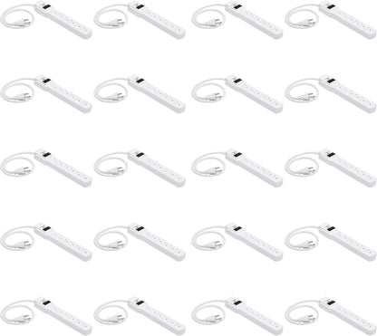 Amazon Basics Surge Protector Power Strip, 6-Outlet with 200J Protection, 2ft Extension Cord, Rectangle, White (20 Pack)