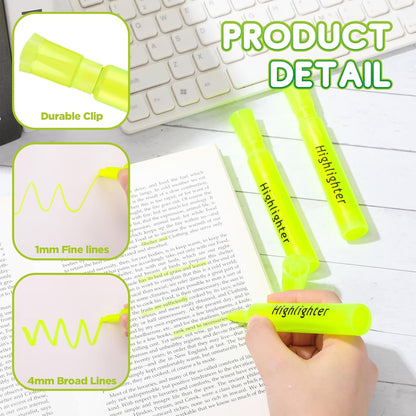 Qilery 72 Pack Highlighters Bulk, Tank Style Chisel Tip Highlighters Markers Quick Drying for Kids and Adult Coloring, Classroom Home Office School Supplies (Yellow)