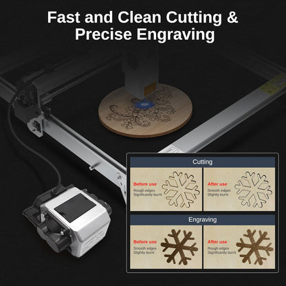LASER TREE Air Assist for Laser Cutter and Engraver, Adjustable Max 26 L/Min Airflow Air Assist Pump, Reduce Burn Marks, Protect Laser Module Lens, Smooth Edge Clean Cuts, Remove Smoke and Dust