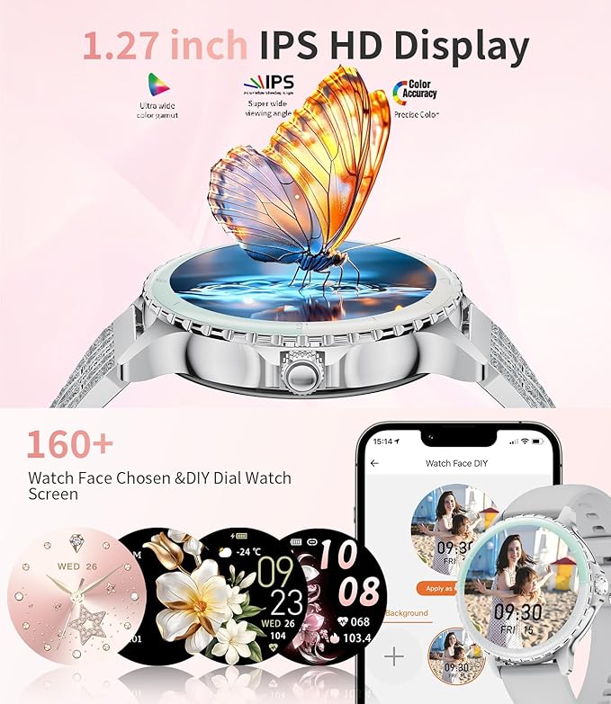 LIGE Smart Watches for Women (Answer/Make Call) 1.27” TFT Smartwatch,300mAh/IP68 Waterproof Fitness Tracker Pedometer 111 Sport Modes for Android iOS,Sliver