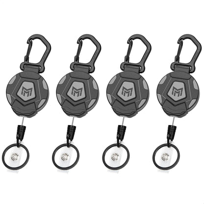 MNGARISTA 4-Pack Retractable Keychain, Heavy Duty Carabiner Badge Holder, Tactical ID Badge Reel with 31.5” Steel Retractable Cord, 8.0 oz