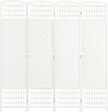 NicBex Room Divider 4 Panel Room Dividers with Woven Paper Design Partition Room Dividers and Folding Privacy Screens 5.6 FT Wall Divider for Office, Room Separation,63.6" W x 0.5" D x 67" H, White