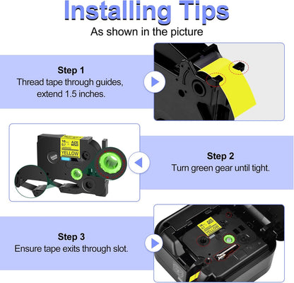 2 Pack Compatible for Ptouch TZe641 TZ641 Label Maker Tape 18mm 0.7 Inch Black on Yellow Laminated TZe-641 TZ-641 TZe TZ Label Tape for PT-D600 PT-D610BT PT-D600VP PT-P710BT PT-P750W