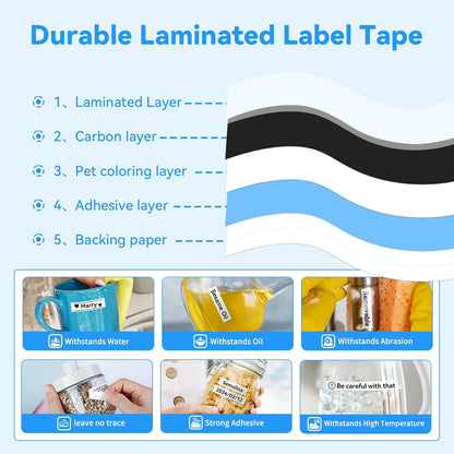 15 PK Label Maker Tape Replacement fot Brother P Touch TZe-231 12mm 0.47" Laminated Label Maker Refills- Compatible with Brother P Touch PT-D210 D220 D200 H110 D410