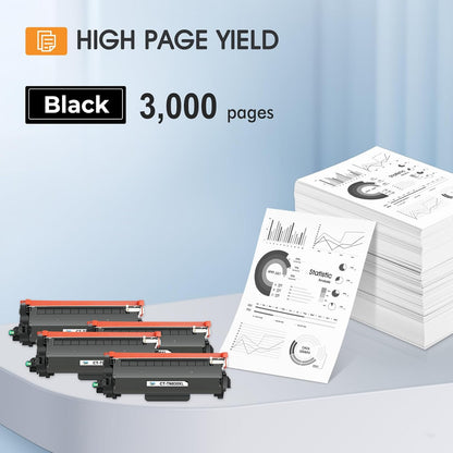 TN830 TN830XL 830XL Toner for Brother Printer DCP-L2640DW HL-L2460DW Replacement for Brother TN-830 XL/V/R TN 830 XL TN-830XL Cartridge MFC-L2820DW HL-L2405W HL-L2400D Printer High Yield 4 Pack Black