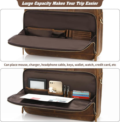 Jack&Chris Leather Briefcase for Men,Business Travel Laptop Messenger Bags