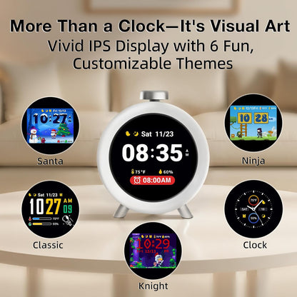Dekala ChronoSense Alarm Clock for Bedroom Temperature Humidity, 7-Day Programmable 4 Alarms, 100dB Loud Gradual Alarm Clock Heavy Sleeper, IPS Screen Animation, Hourly Chime