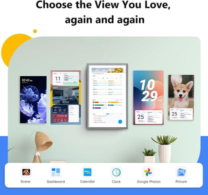 ApoloSign Digital Calendar: 15.6" Wall Planner Electronic Calendar, Smart Touchscreen Interactive Display for Chore Chart, Family Schedules, Supports All Apps via Google Play (Gray Wood, 15.6-inch)
