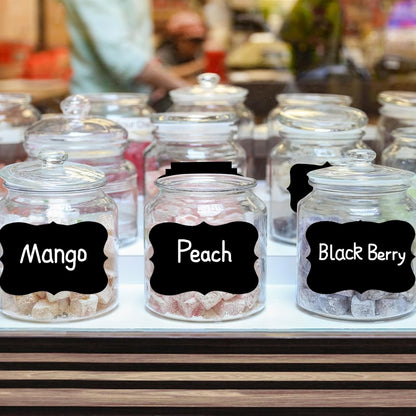 200 Pcs Chalkboard Labels,2.83x1.95 IN Reusable Labels With 1 Liquid Chalk Markers Removable Labels,Suitable for Mason Jars Storage Boxes Food Containers Storage Jars Kitchen Food Spice Storage(Black)