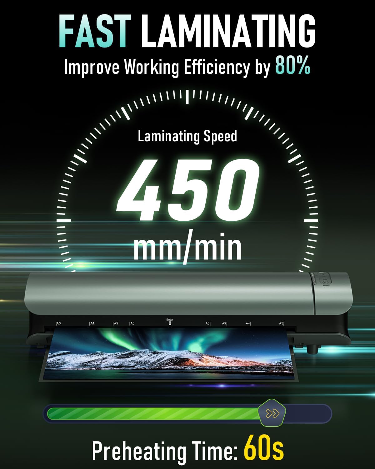 Qfun Laminator Machine 11x17 Cold Thermal Laminator，13 inch Laminating Machine 60s Warm-up with 30 Laminate Sheets，9 in 1 Desktop A3 Lamination Machine with Paper Trimmer for Teacher Home Office