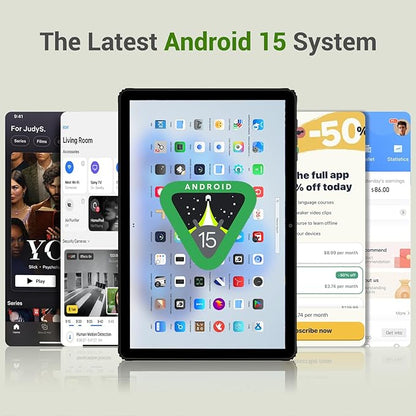 2025 Tablet 11 inch Android 15 Tablets with Keyboard Stylus Mouse: 2K IPS Tablette (2000x1200), 36GB+256GB(2TB TF), 5G/2.4G Dual WiFi, 8-Core 1.6GHz, 8000mAh,8+13MP, BT5.0/GPS-Black