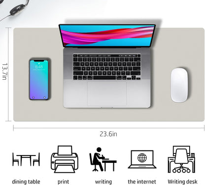 Aothia Double-Sided PU Leather Desk Pad - Non-Slip Large Mouse Pad & Desk Mat for Office, Home - Waterproof, Easy to Clean, Durable Dual-Sided Surface (Wall Gray, 23.6" x 13.7")