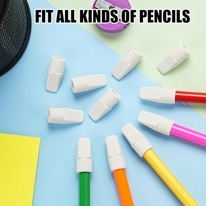 Pencil Erasers Caps Bulk, Ezzgol 128 Pcs Pencil Top Erasers Cap, White Color Arrowhead Caps Erasers Latex Free Pencil Eraser Toppers for Kids Teachers