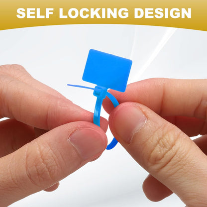 uxcell 100 Pcs Cable Label Marker Tags, Nylon Cable Zip Tie Tags 4.3 Inch Writable Self-Locking Wire Labels Zip Ties for Organization Marking, Blue