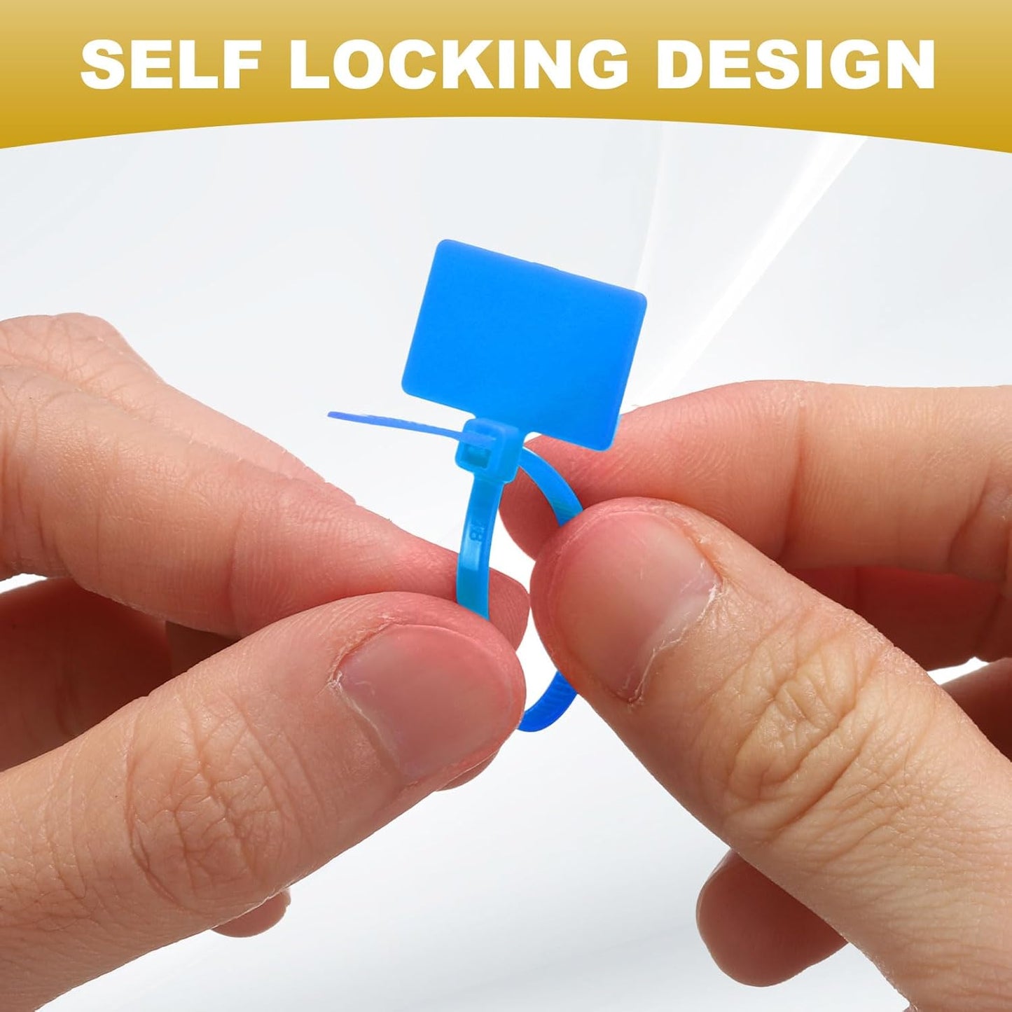 uxcell 100 Pcs Cable Label Marker Tags, Nylon Cable Zip Tie Tags 8.7 Inch Writable Self-Locking Wire Labels Zip Ties for Organization Marking, Blue