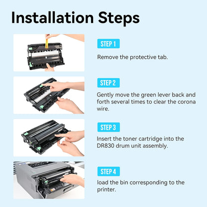 LEMERO UEXPECT Compatible TN830XL Toner Cartridge and DR830 Drum Unit Replacement for Brother TN830XL TN 830 DR830 for HL-L2460DW DCP-L2640DW HL-L2405W MFC-L2820DW Printer (2 Toners, 1 Drum Unit)