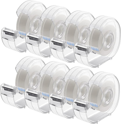 ALSISK Transparent Tape with Dispenser and Refills,Clear Tape for Home,School and Office Supplies,0.7x1000 Inch, 8 Pack
