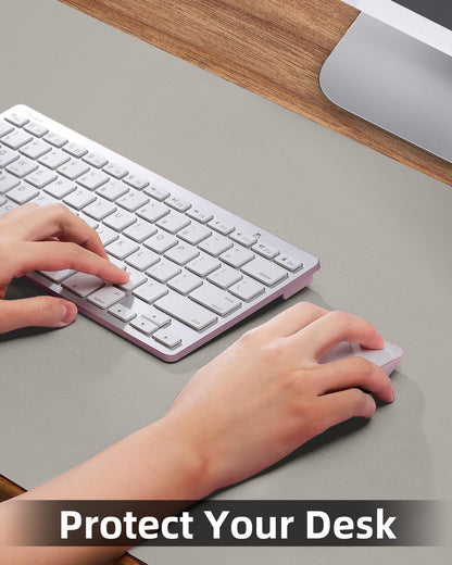 Leather Desk Protector, Laptop Mat - Non-Slip PU, Waterproof Writing Pad for Office/Home (31.5"x15.7", Light Grey)