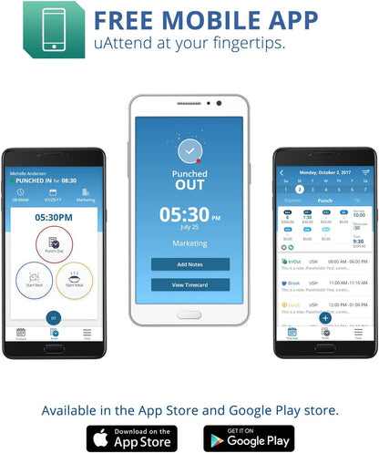 uAttend BN6500 Biometric Fingerprint Time Clock System for Small Business with WiFi and Cloud-Based Employee Timecards